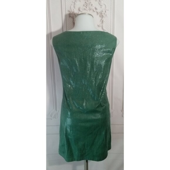 Custo Barcelona Green Sequin Glitter Knee Length Shift Dress Sz 2 - Picture 5 of 8